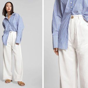 WHITE LINEN PANTS - WIDE LEG